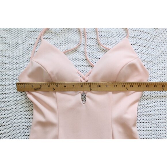 Betsy Adams Ruffled Maxi Dress baby Pink Size 12 Strappy Gown Bodycon Made In US - Picture 2 of 12